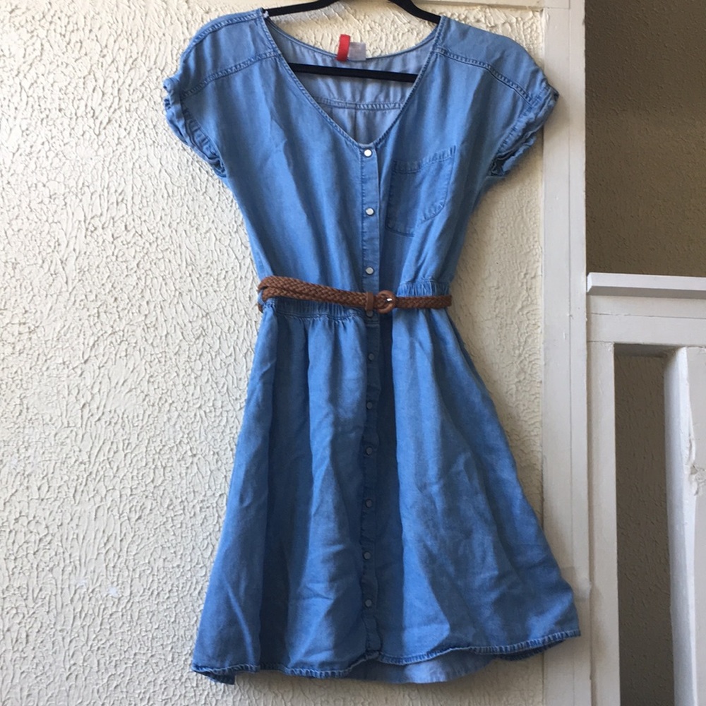 H&M Chambray Belted Dress